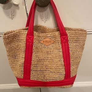 MZ Wallace Straw Bag with Red Handles